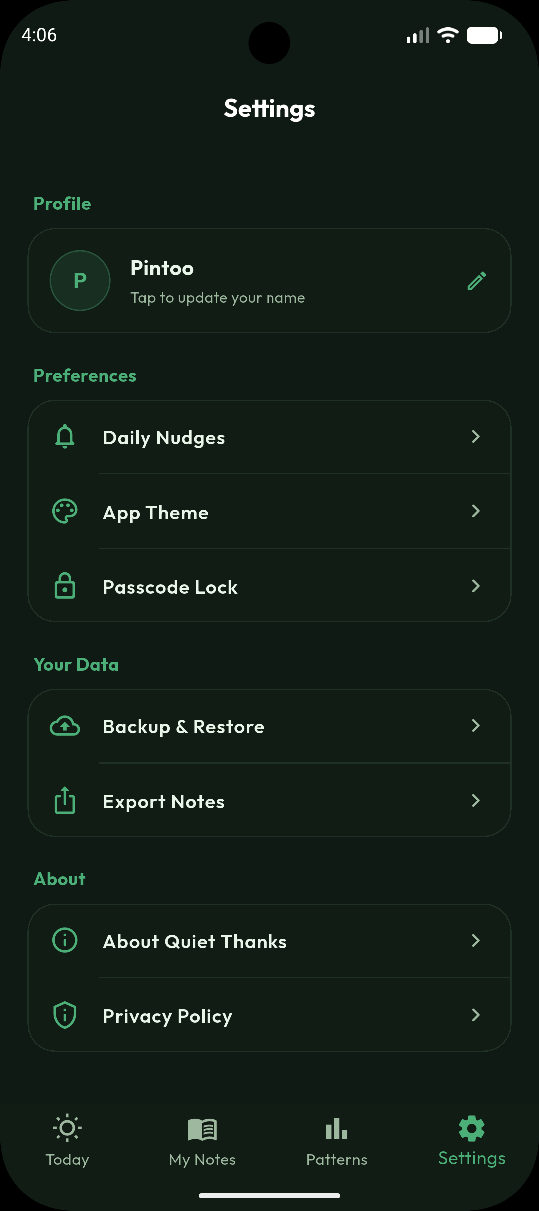 Quiet Thanks - Privacy